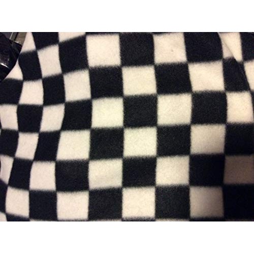 Manoch Nascar Black and White Checkered Fleece Fabric, 58 inches W...