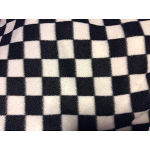 Manoch Nascar Black and White Checkered Fleece Fabric, 58 inches W...