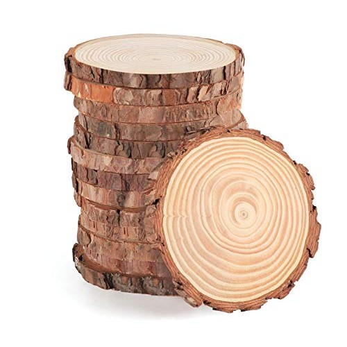 Natural Wood Slices 25 Pcs 3-3.5 Round Wood Discs Tree Bark Wood...
