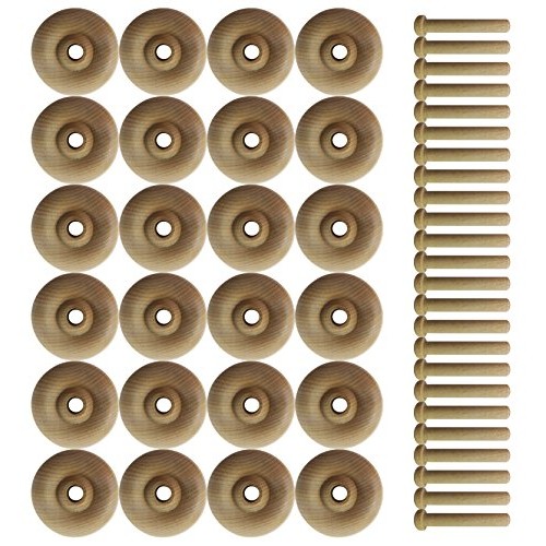 Wood Wheels - 24 Pack with Free Axle Pegs - Made in USA 2 Diameter