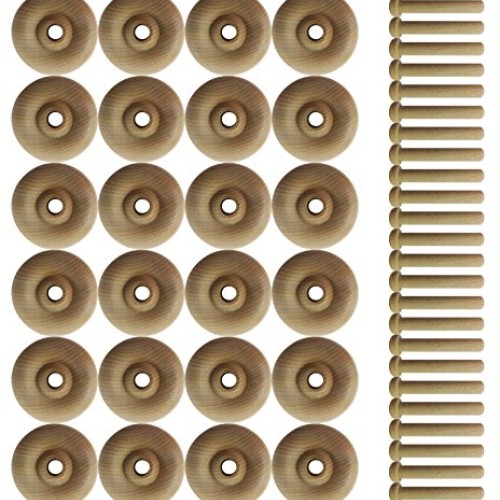 Wood Wheels - 24 Pack with Free Axle Pegs - Made in USA 2 Diameter