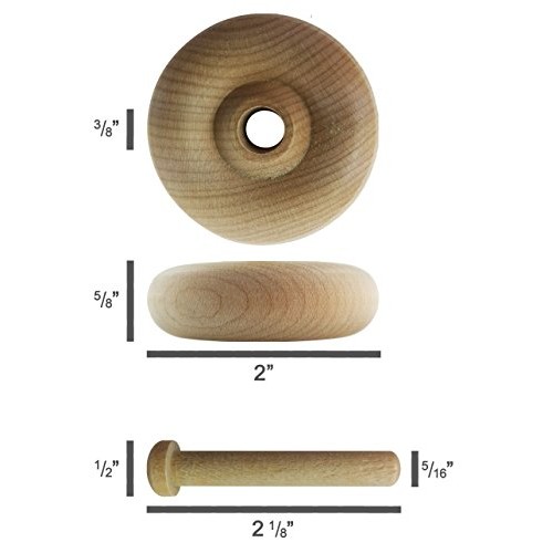 Wood Wheels - 24 Pack with Free Axle Pegs - Made in USA 2 Diameter