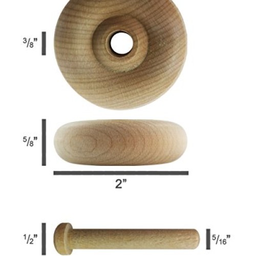 Wood Wheels - 24 Pack with Free Axle Pegs - Made in USA 2 Diameter