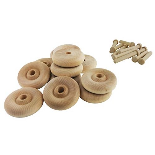 Wood Wheels - 24 Pack with Free Axle Pegs - Made in USA 2 Diameter