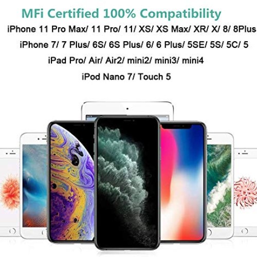 iPhone Charger Cable MFi Certified Lightning Cord 3Pack 6ft USB Fa...