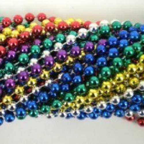 33 Inch 07mm Round Metallic 6 Color Mardi Gras Beads - 6 Dozen 72...