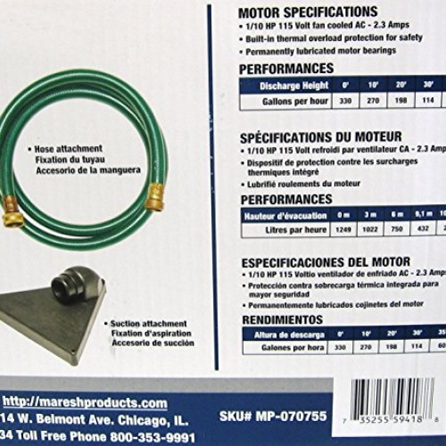 Portable Water Transfer Utility Pump 330 GPH, 115-Volt with Metal ...