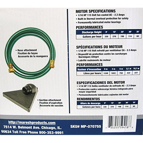 Portable Water Transfer Utility Pump 330 GPH, 115-Volt with Metal ...