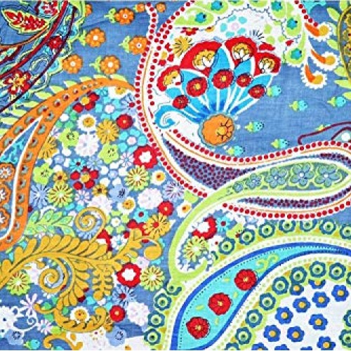 Traditional Indian 100% Pure Cotton Fabric Paisley Print Leaf Flow...