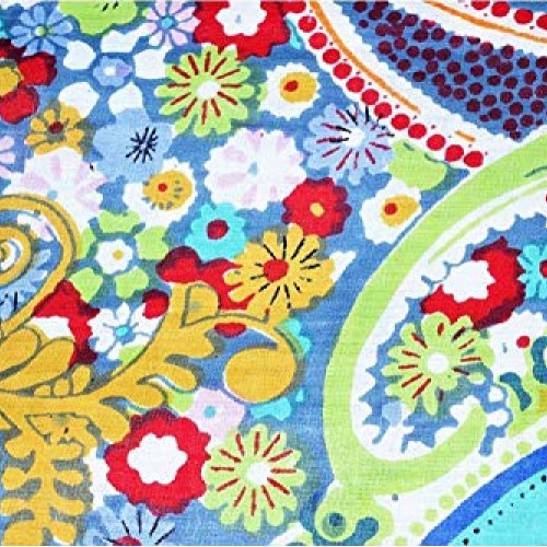 Traditional Indian 100% Pure Cotton Fabric Paisley Print Leaf Flow...