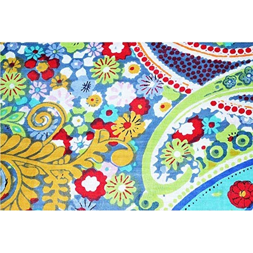 Traditional Indian 100% Pure Cotton Fabric Paisley Print Leaf Flow...