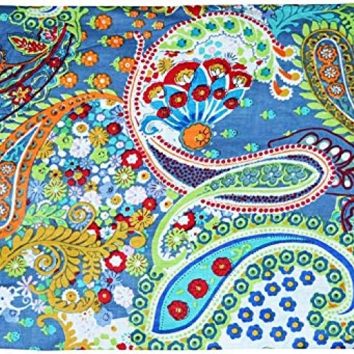 Traditional Indian 100% Pure Cotton Fabric Paisley Print Leaf Flow...