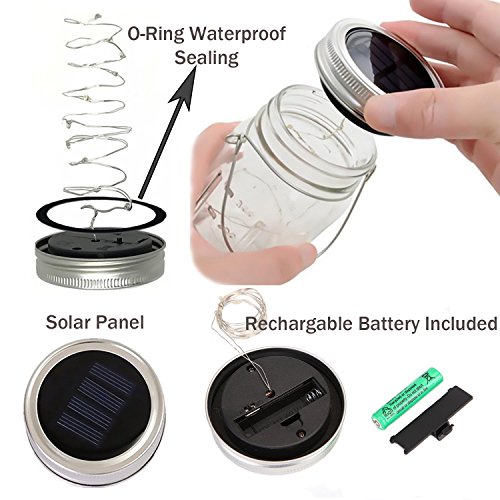 Mason Jar Decor Hanging Solar Lights,8 Pack 30 LEDs Fairy Firefly ...