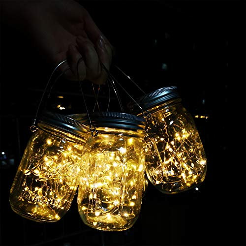 Mason Jar Decor Hanging Solar Lights,8 Pack 30 LEDs Fairy Firefly ...