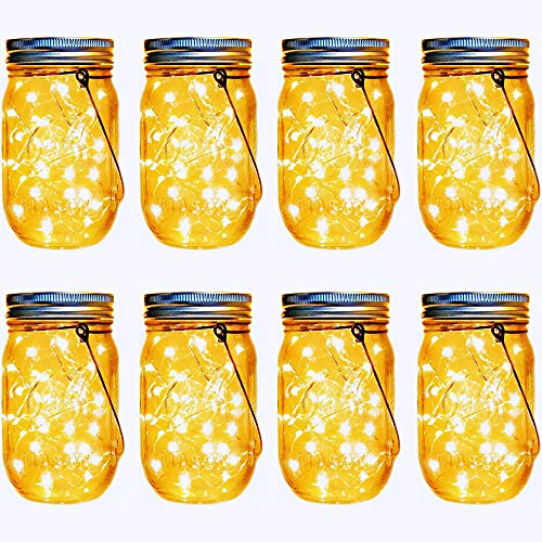 Mason Jar Decor Hanging Solar Lights,8 Pack 30 LEDs Fairy Firefly ...