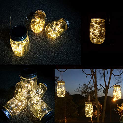 Solar Lanterns Mason Jar Hanging Lights,4 Pack 30 LED Lights Strin...