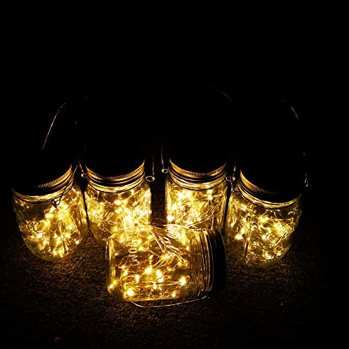 Solar Lanterns Mason Jar Hanging Lights,4 Pack 30 LED Lights Strin...