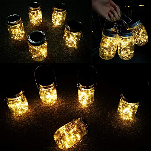 Solar Lanterns Mason Jar Hanging Lights,4 Pack 30 LED Lights Strin...