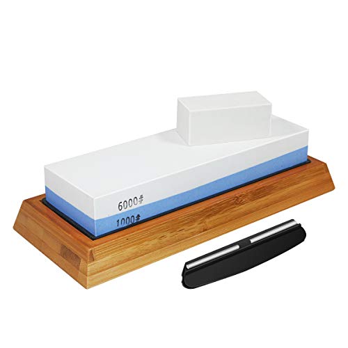 Whetstone Knife Sharpening Stone Set, 2-Sided Whetstone Sharpener ...