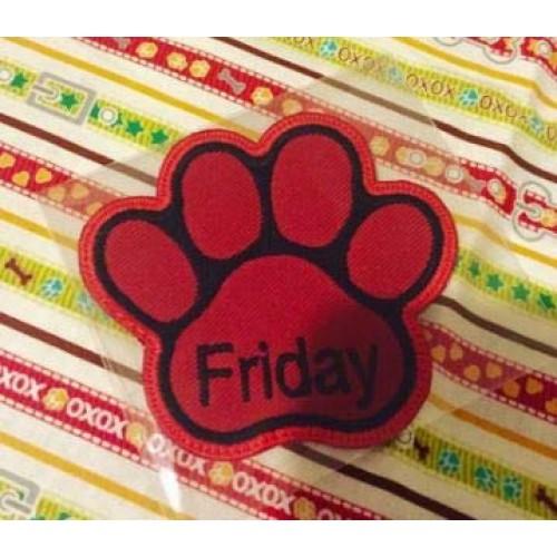 Personalized Custom Dog Name Paw Embroidered Sew Iron on Patch Tag