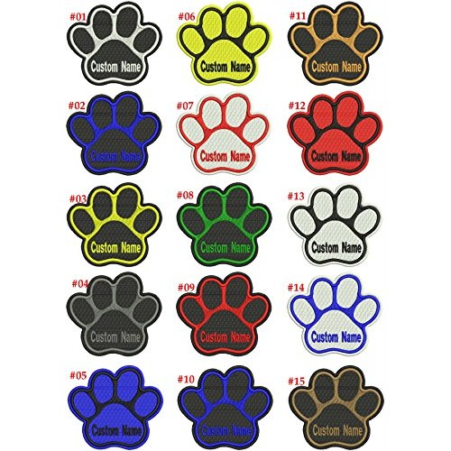Personalized Custom Dog Name Paw Embroidered Sew Iron on Patch Tag