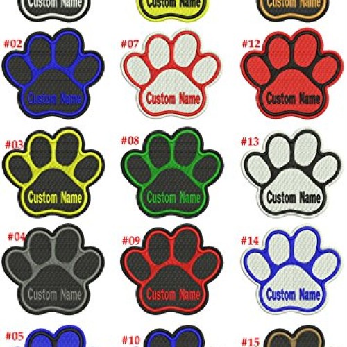 Personalized Custom Dog Name Paw Embroidered Sew Iron on Patch Tag