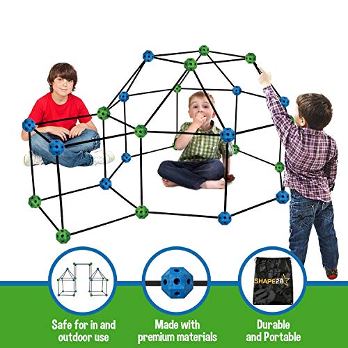 Construction Fort Building Kit - 85 Pieces with Storage Bag - Blue...