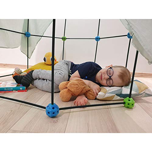 Construction Fort Building Kit - 85 Pieces with Storage Bag - Blue...