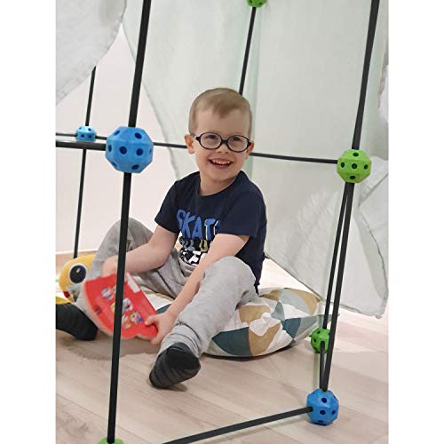 Construction Fort Building Kit - 85 Pieces with Storage Bag - Blue...