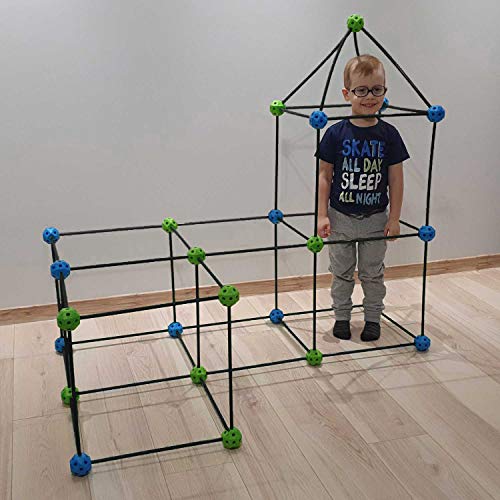 Construction Fort Building Kit - 85 Pieces with Storage Bag - Blue...