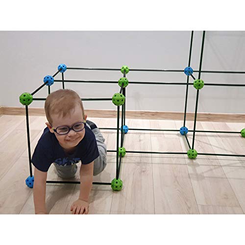 Construction Fort Building Kit - 85 Pieces with Storage Bag - Blue...