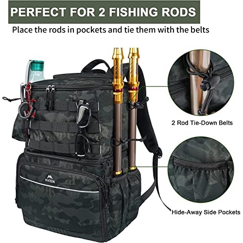 Fishing Tackle Backpack with Cooler, MATEIN Large Fishing Bag with...