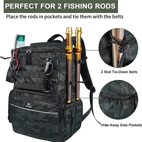 Fishing Tackle Backpack with Cooler, MATEIN Large Fishing Bag with...