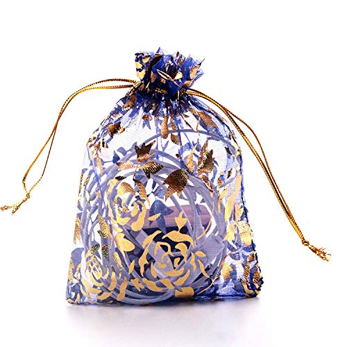 50Pcs Gilt Organza Gauze Bags Gift Packaging Jewelry Package Bunch...