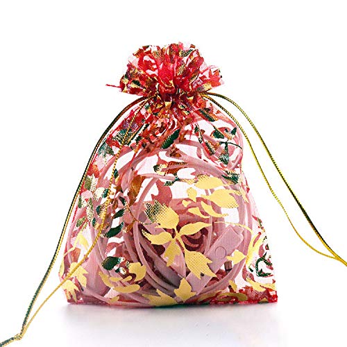 50Pcs Gilt Organza Gauze Bags Gift Packaging Jewelry Package Bunch...