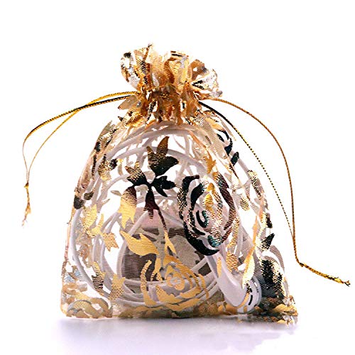 50Pcs Gilt Organza Gauze Bags Gift Packaging Jewelry Package Bunch...