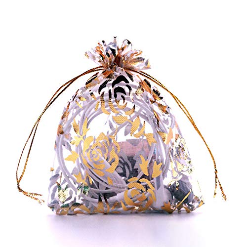 50Pcs Gilt Organza Gauze Bags Gift Packaging Jewelry Package Bunch...