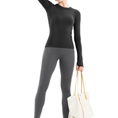 MathCat Seamless Workout Shirts for Women Long Sleeve Yoga Tops Sp...