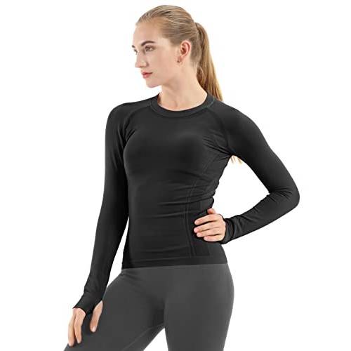 MathCat Seamless Workout Shirts for Women Long Sleeve Yoga Tops Sp...