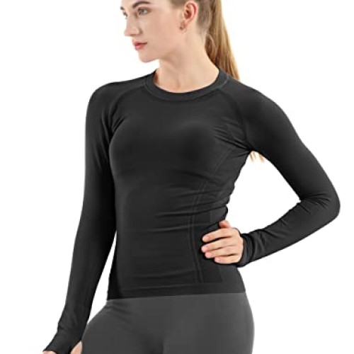 MathCat Seamless Workout Shirts for Women Long Sleeve Yoga Tops Sp...