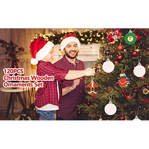 Max Fun 120Pcs Wood Slices 3.5 Wooden Diy Christmas Ornaments Unf...
