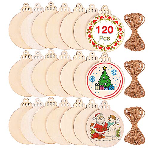 Max Fun 120Pcs Wood Slices 3.5 Wooden Diy Christmas Ornaments Unf...