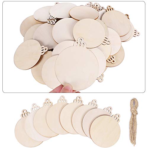 Max Fun 60PCS 3.5 DIY Wooden Christmas Ornaments Unfinished Predr...