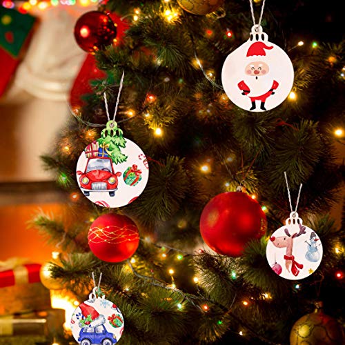 Max Fun 60PCS 3.5 DIY Wooden Christmas Ornaments Unfinished Predr...