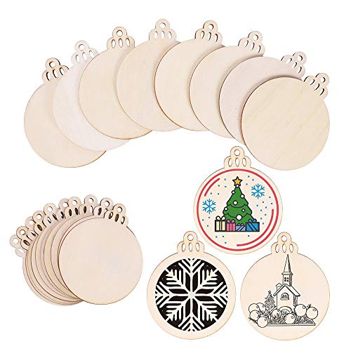 Max Fun 60PCS 3.5 DIY Wooden Christmas Ornaments Unfinished Predr...