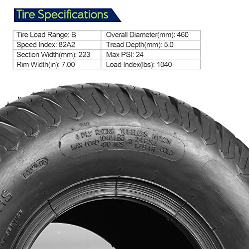 Set of 4 Lawn Mower Turf Tires 15x6-6 Front & 18x9.5-8 Rear Tracto...