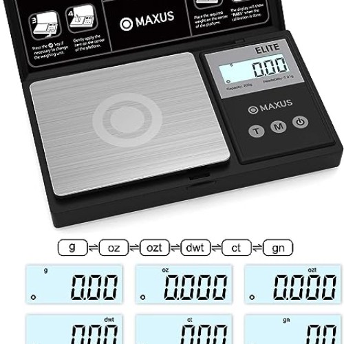 MAXUS Precision Pocket Scale 200g x 0.01g, Digital Gram Scale Smal...