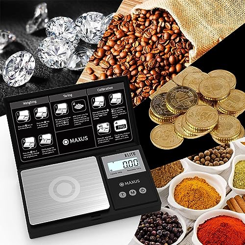 MAXUS Precision Pocket Scale 200g x 0.01g, Digital Gram Scale Smal...