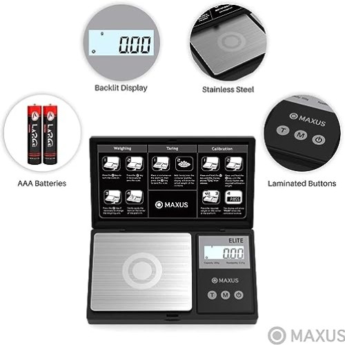 MAXUS Precision Pocket Scale 200g x 0.01g, Digital Gram Scale Smal...