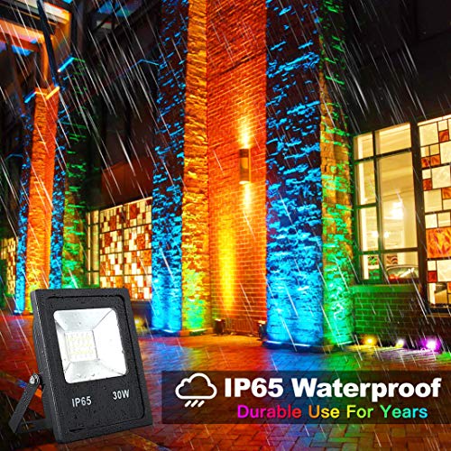 2-Pack 30W Color LED Flood Lights, Dimmable Color Changing Floodli...